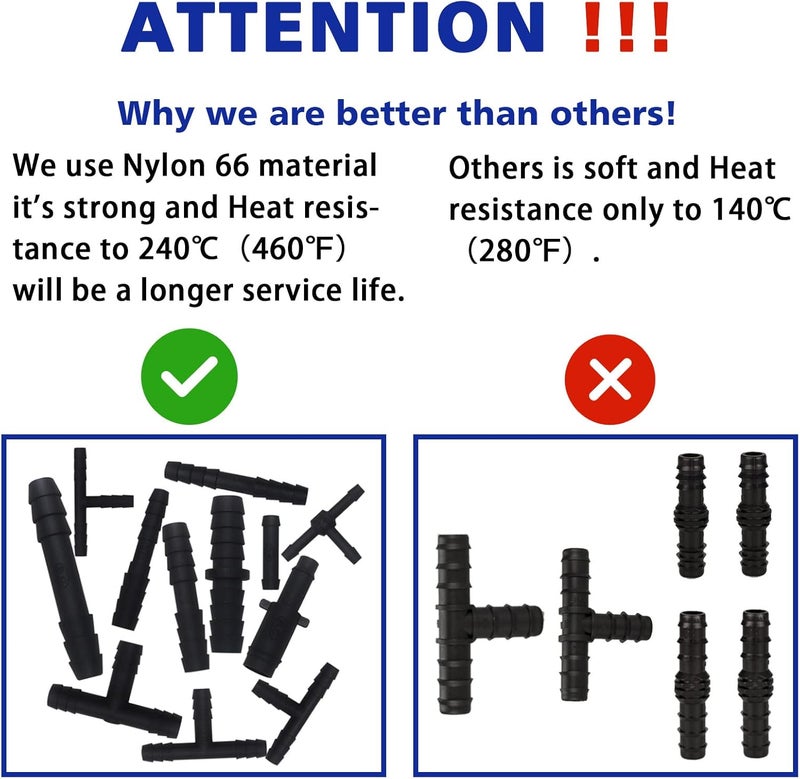 BUSY-CORNER Vacuum Connector Assortment Heat Resistance 240℃（460℉）Automotive Vacuum Tubing Connector Vacuum Tee Connector Assortment Kit Nylon 115 Pieces - Image 5